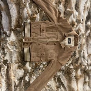 Women Dolce Gabbana suede baseball jacket, sz M, but best fit for sm/xs.